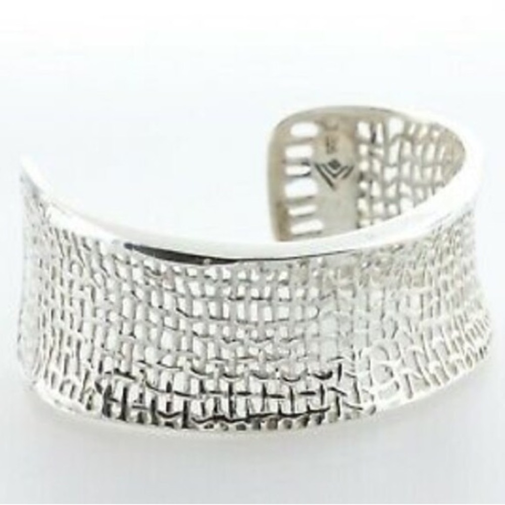 Vtg Silpada 925 Sterling Silver Woven Mesh Wide Band Cuff Bracelet B1625
